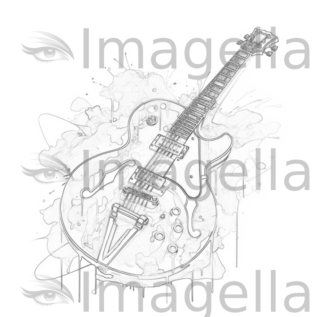 K vector electric guitar clipart in oil painting style â