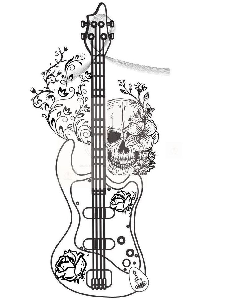 Electric guitar skeleton clipart svg png jpg personal mercial use digital template