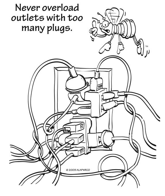 Electrical safety coloring pages electrical safety printable worksheets safety rules for kids