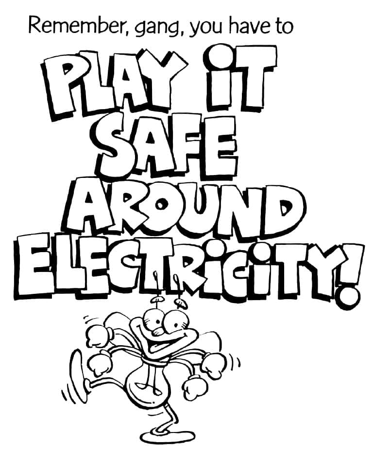 Play it safe around electricity coloring page