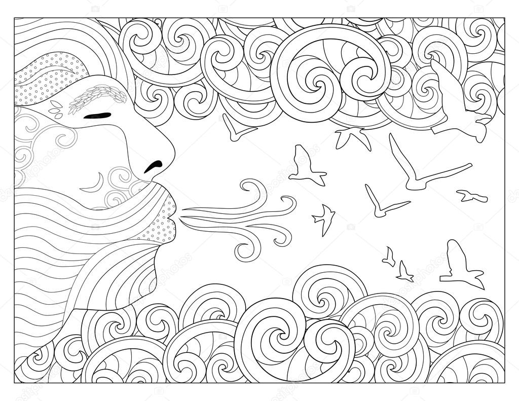 Air element coloring page stock illustration by smk