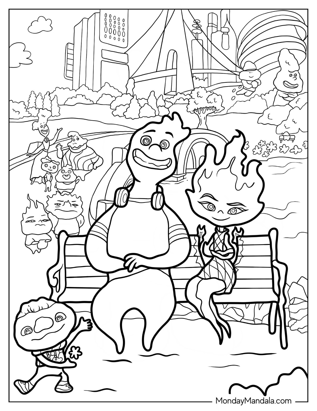 Elemental coloring pages free pdf printables