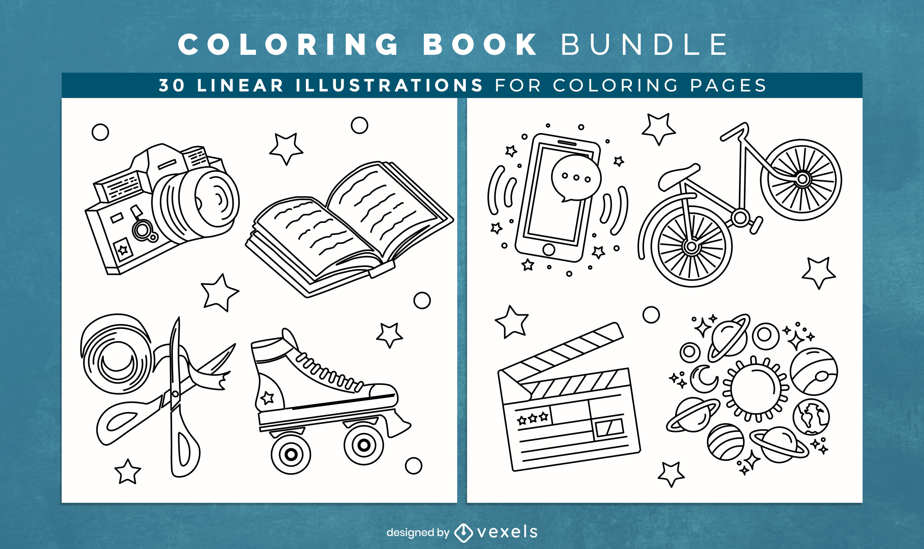 Hobby elements coloring book design pages vector download