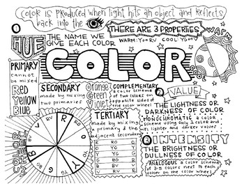 Art elements color coloring pages notes by ashley wright draws