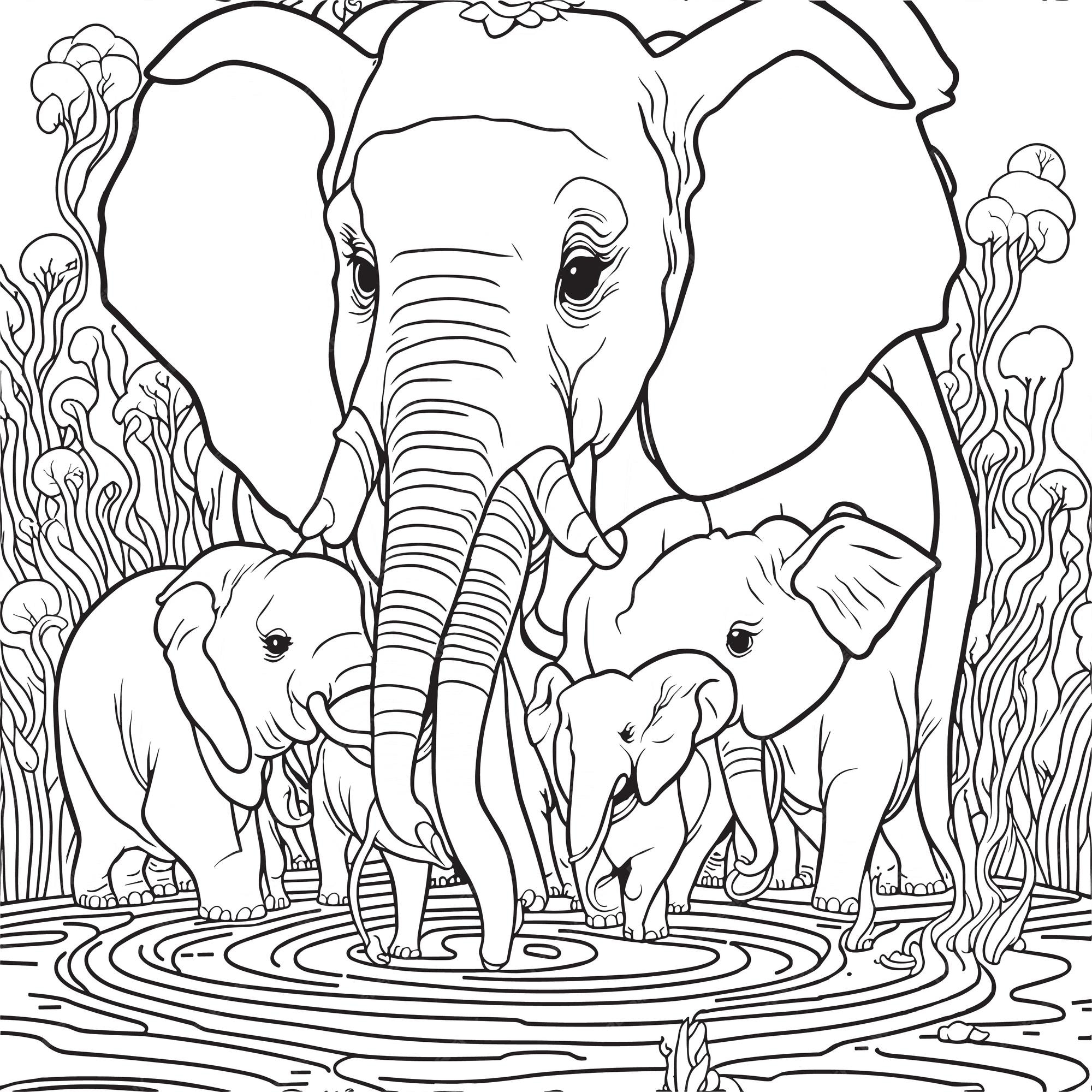 Premium vector embark on a coloring safari with this delightful elephant coloring page