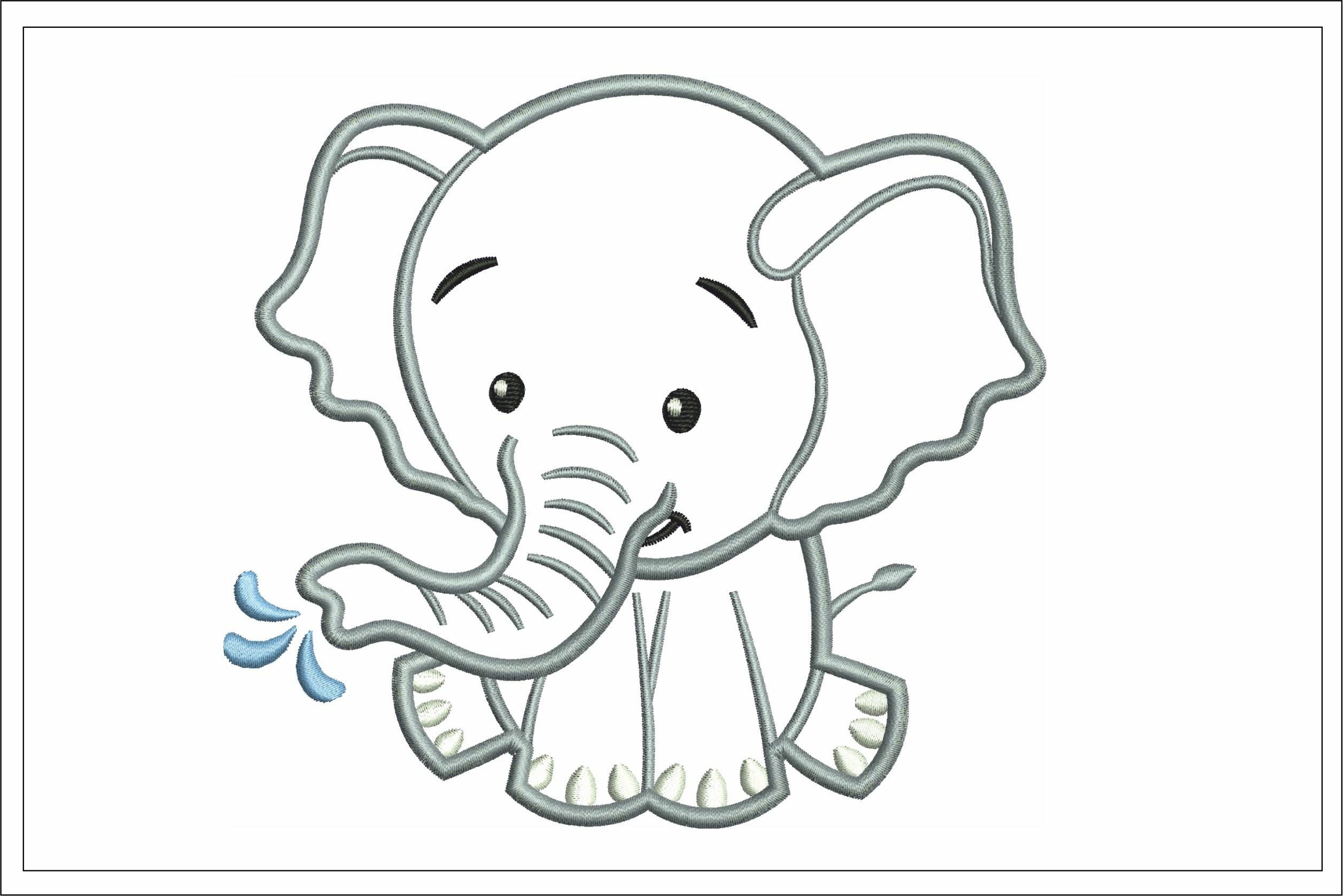 Elephant applique embroidery design baby elephant design