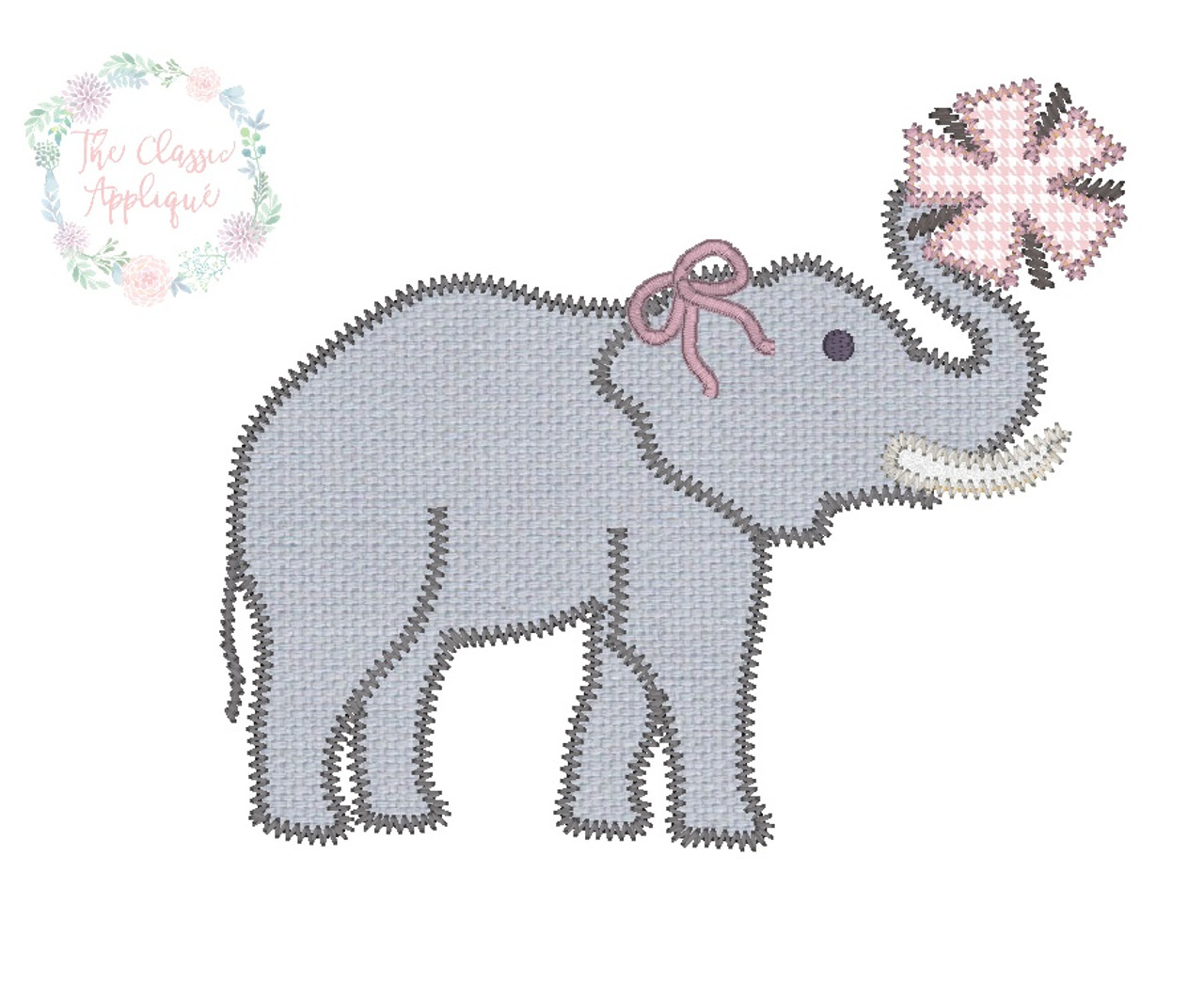 Elephants with pompom sketch fill machine embroidery design file
