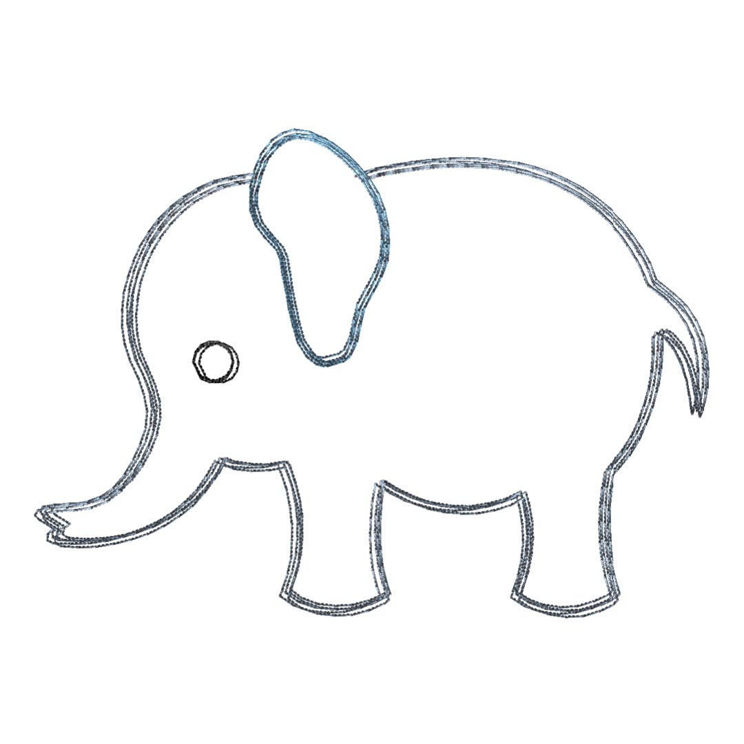 Elephant scribble stitch embroidery designsafari animal emb