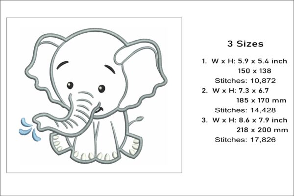 Elephant applique embroidery design â embroidery escape