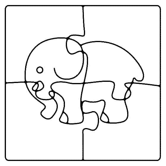 Elephant jigsaw puzzle coloring page