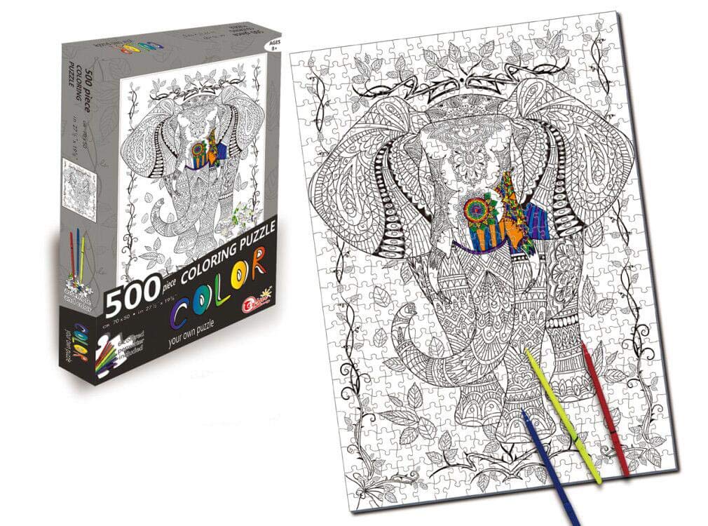 Elephant piece coloring jigsaw puzzle markers toys games