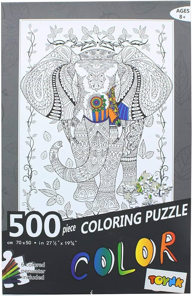 Elephant piece coloring jigsaw puzzle markers toys games