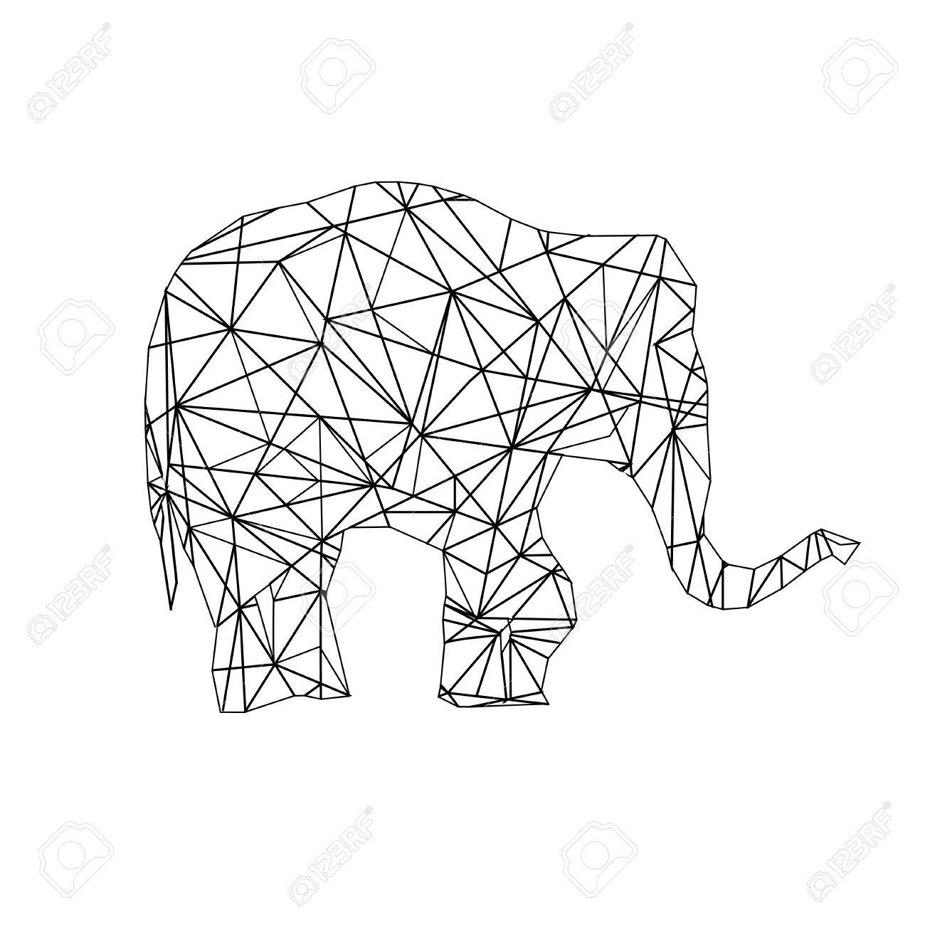 Low poly adult coloring page elephant royalty free svg cliparts vectors and stock illustration image