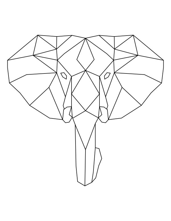 Printable geometric elephant head coloring page geometric art animal geometric elephant geometric animals