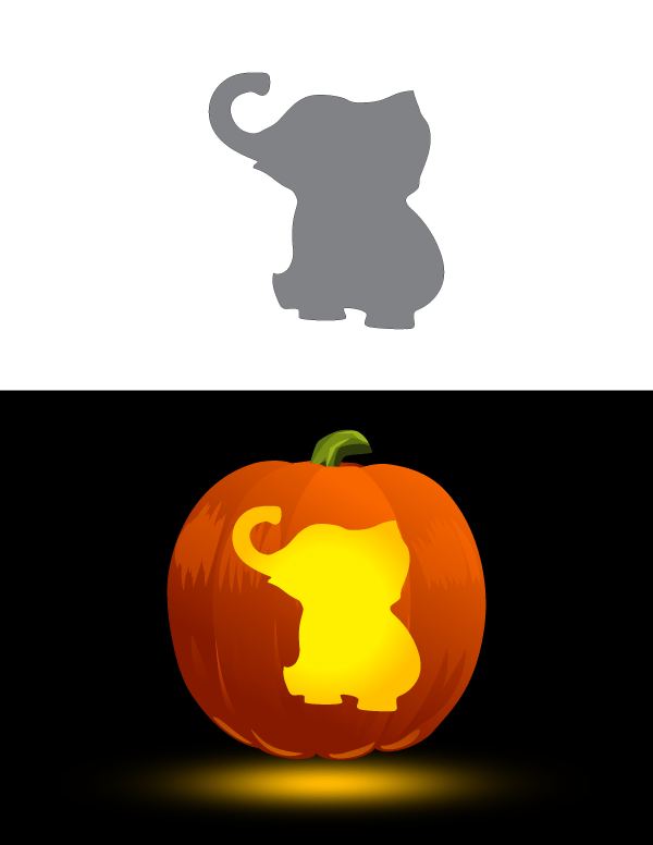 Printable baby elephant pumpkin stencil