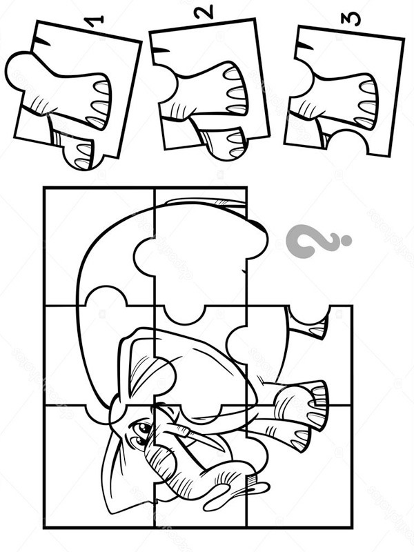 Elephant puzzle coloring page