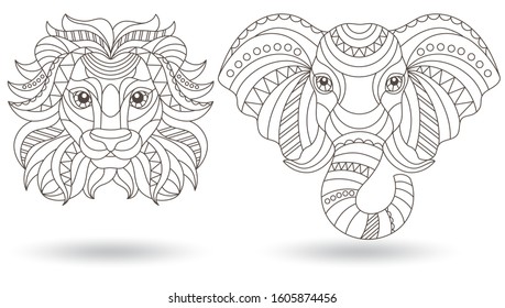 Stained glass elephant over royalty