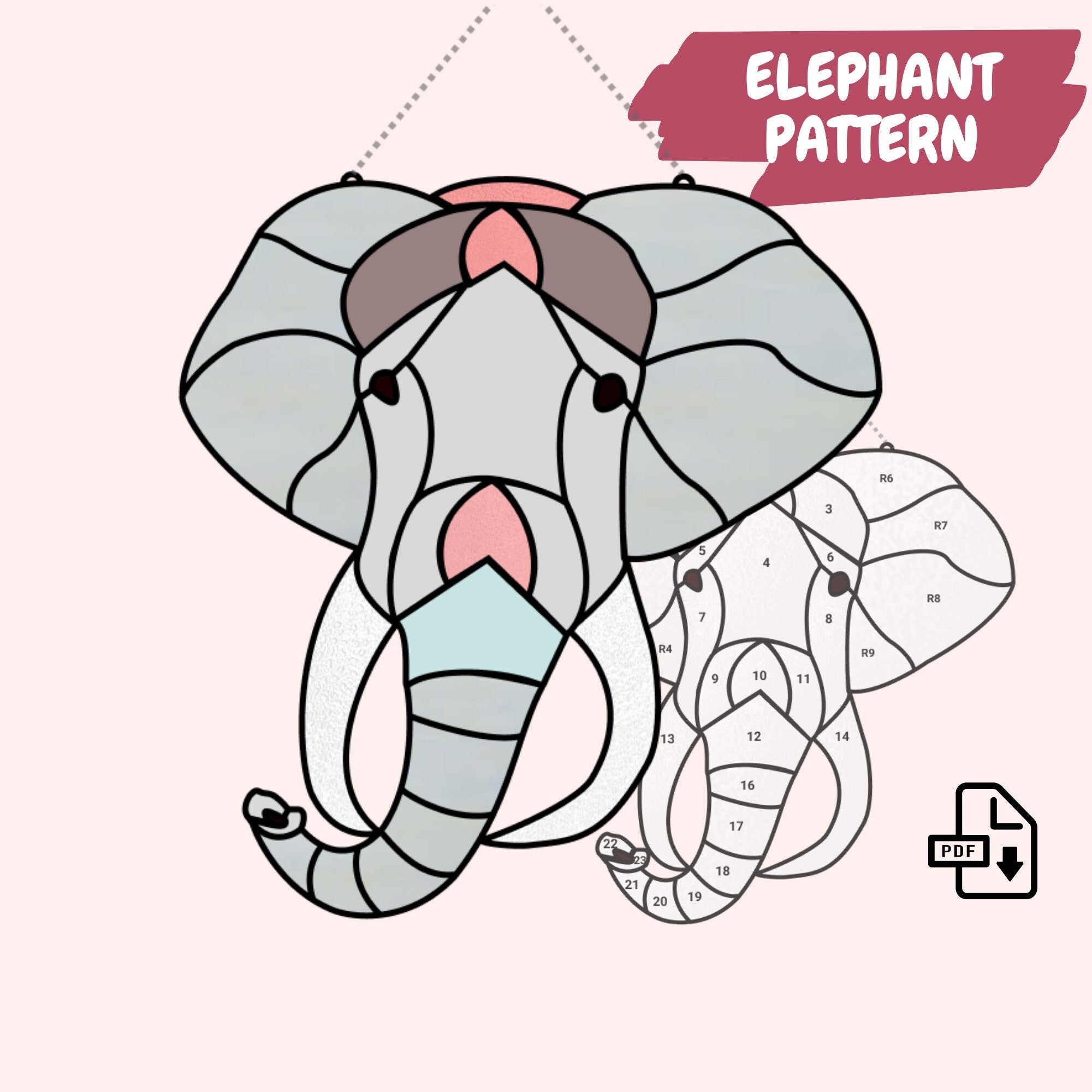 Elephant stained glass