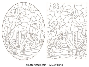 Stained glass elephant over royalty