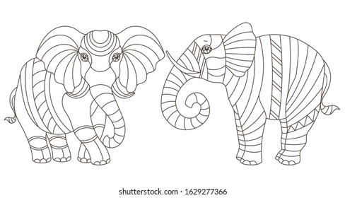 Stained glass elephant over royalty