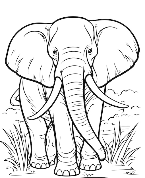 Premium vector coloring page of cartoon baby elephant vector illustration for coloring book hand drawn vector colo