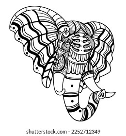 Best elephant entangle coloring page royalty