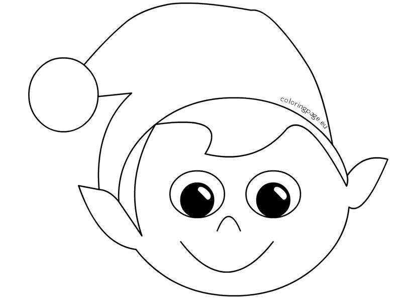 Mask little elf coloring page elf face xmas elf elf template free printable elves