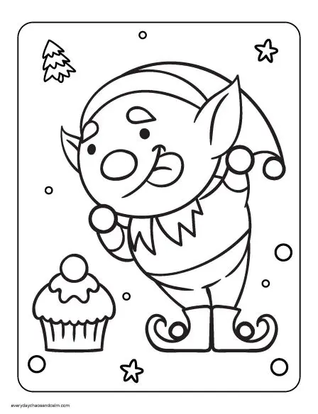 Christmas elf coloring pages for kids free pdf download