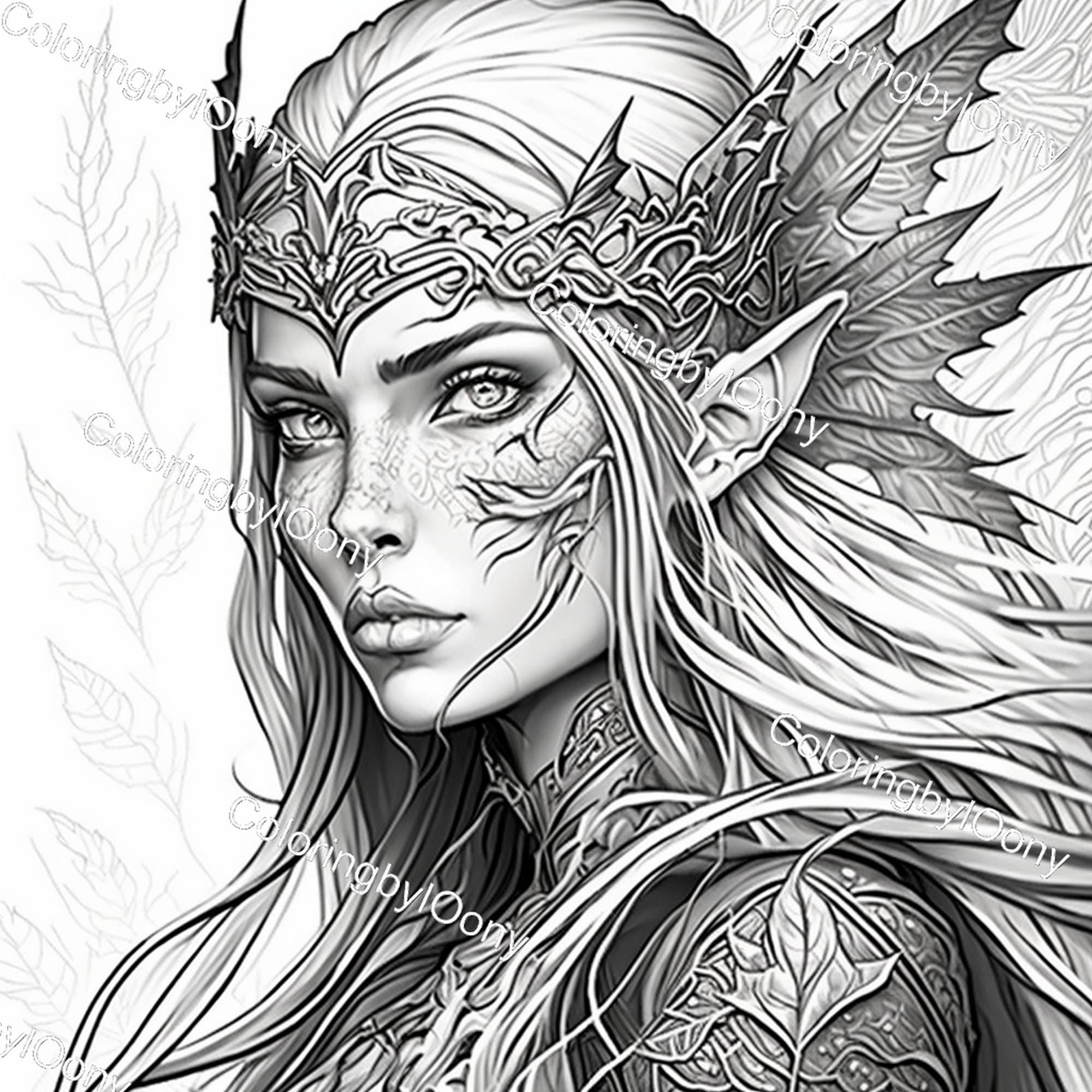 Adult coloring page elf woman elf woman coloring page