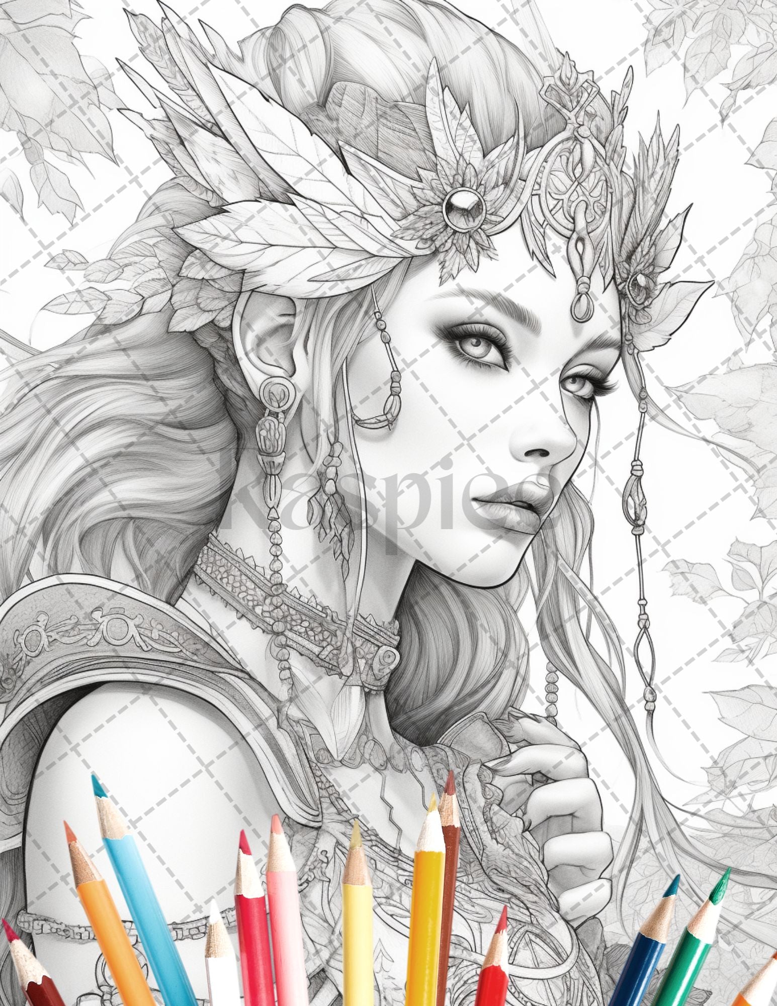 Beautiful printable elf girls coloring book for adults grayscale c â coloring