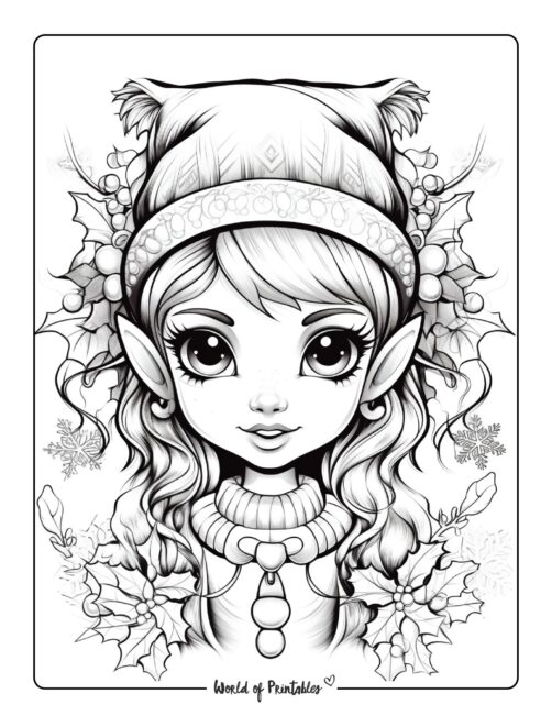Elf coloring pages for kids adults