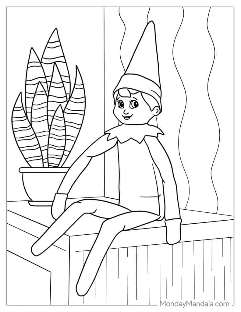 Elf on the shelf coloring pages free pdf printables