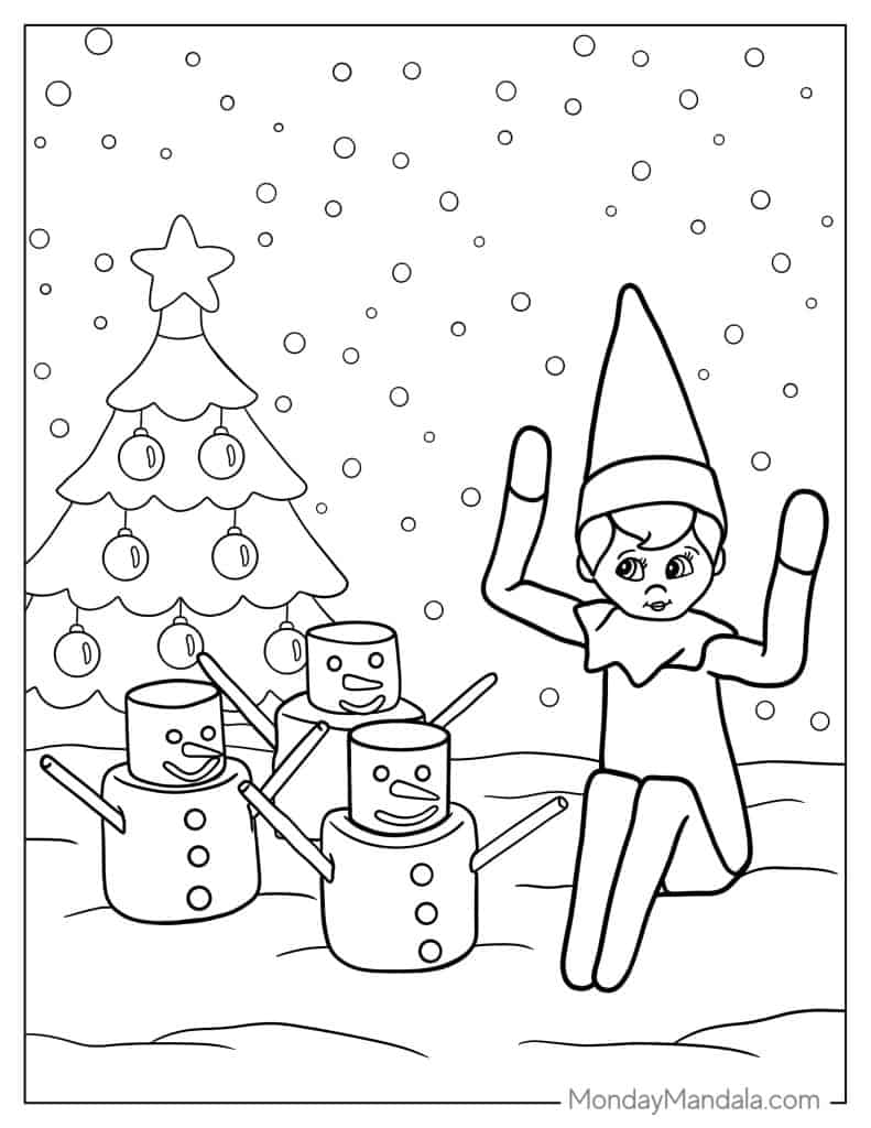Elf on the shelf coloring pages free pdf printables