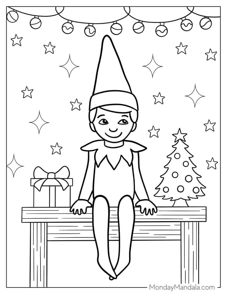 Elf on the shelf coloring pages free pdf printables