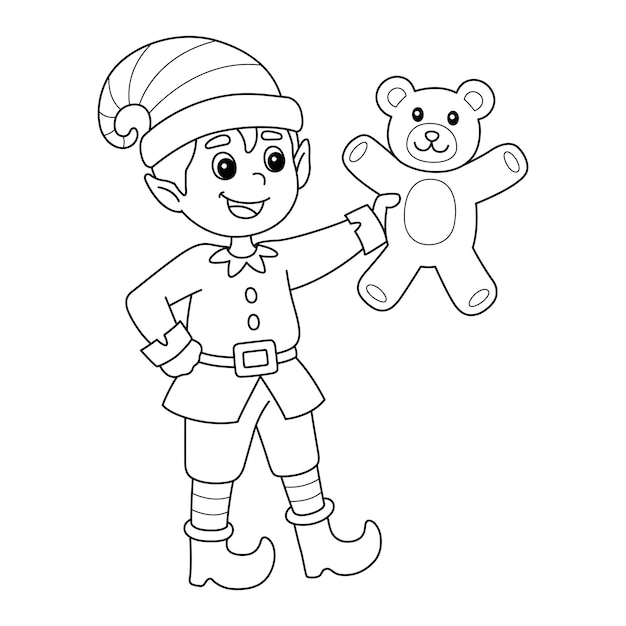 Premium vector christmas elf isolated coloring page for kids