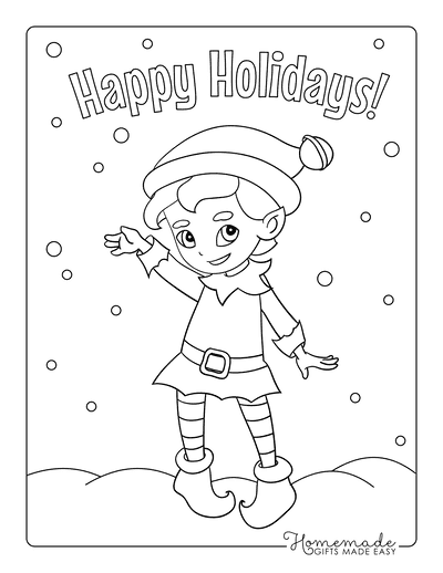 Free printable elf coloring pages for kids