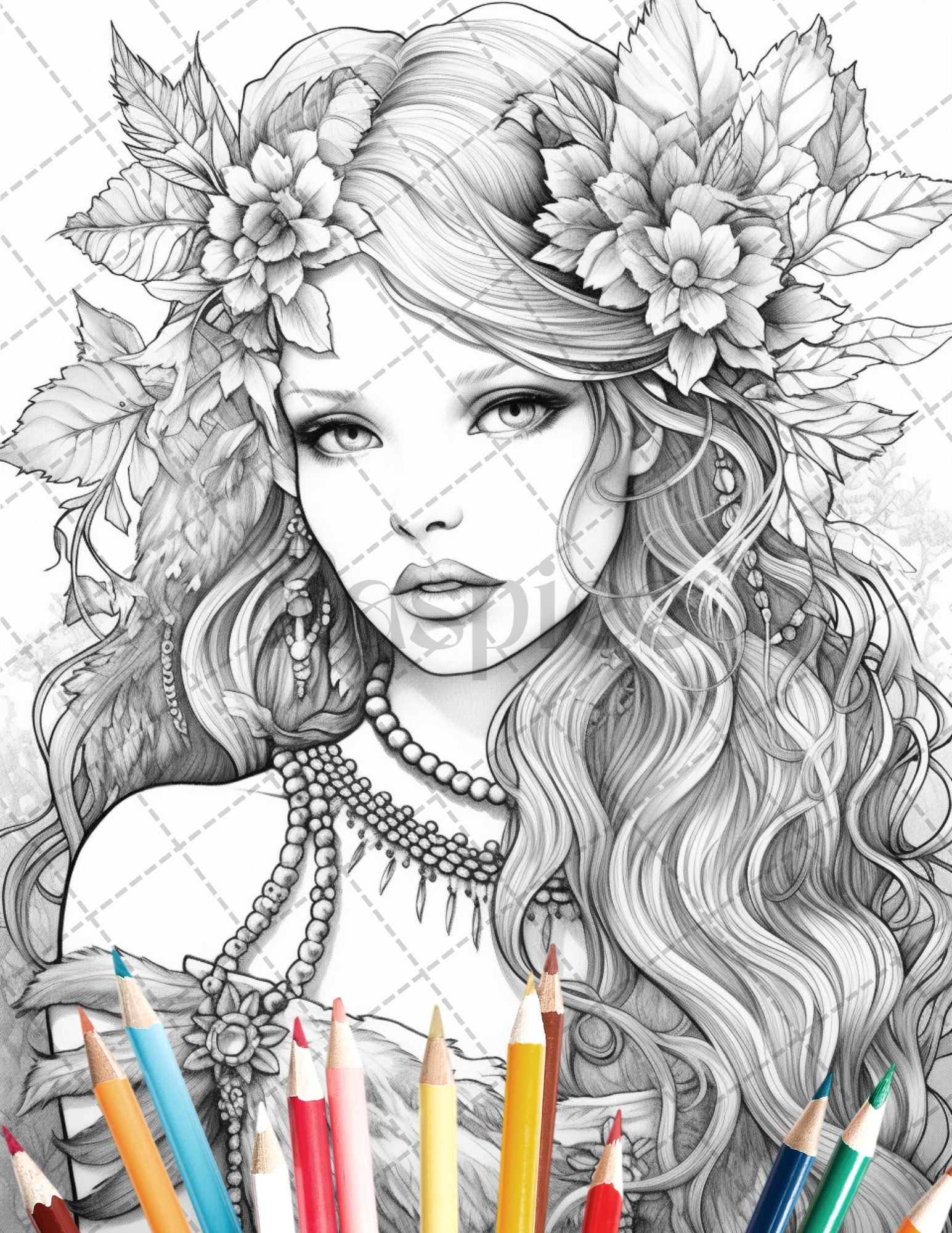 Beautiful printable elf girls coloring book for adults grayscale c â coloring