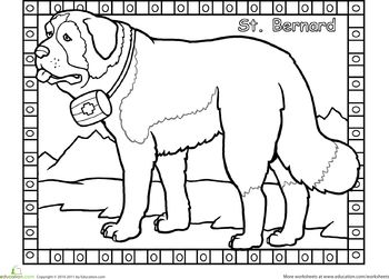 St bernard worksheet education puppy coloring pages bernard dog coloring page