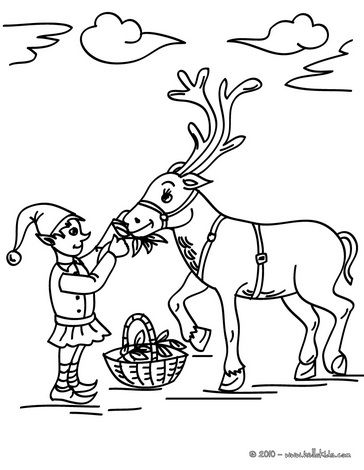 Elf feeds the reindeer christmas loring pages loring pages christmas lors
