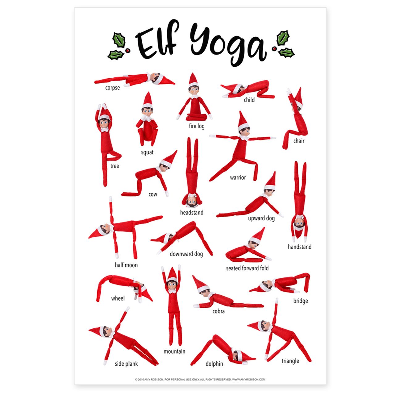 Elf yoga poster printable lutins maternelle elfe de noãl lutin a imprimer