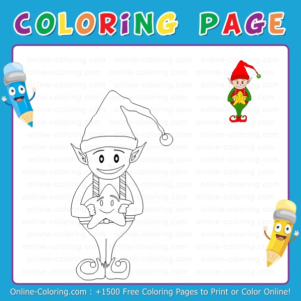 Christmas elf free online coloring page