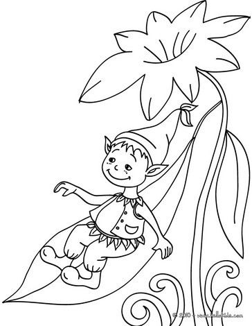 Elf sliding down coloring pages