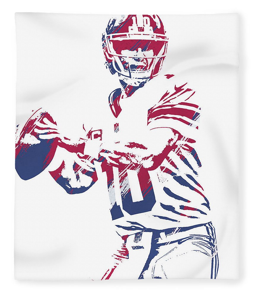 Eli manning new york giants watercolor strokes pixel art fleece blanket by joe hamilton