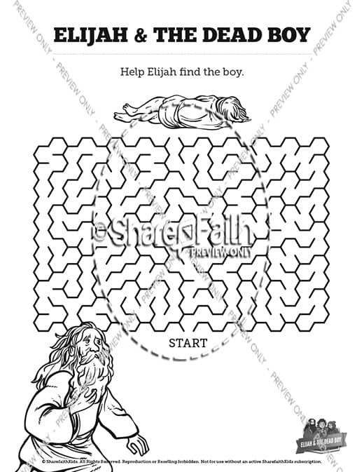 Kings elijah and the widow bible mazes â