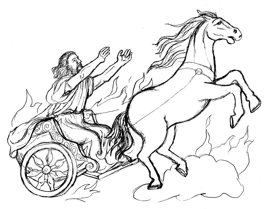 Elijahs chariot ride illustration from the life of the prâ