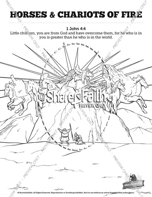 Kings horses and chariots of fire sunday school coloring pages â