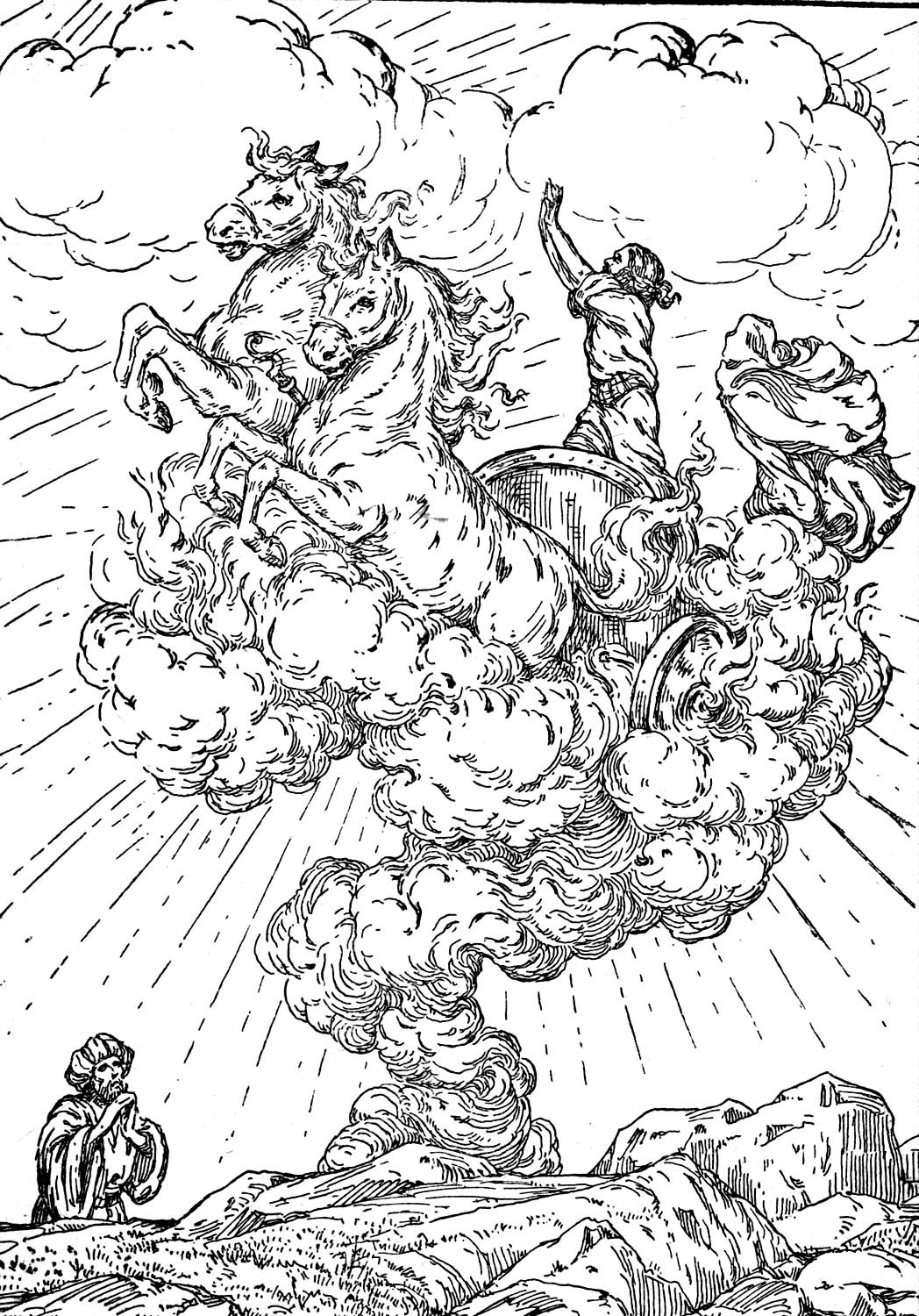 Elijah taken up in the whirlwind old testament coloring page coloring pages sunday school coloring pages chariots of fire