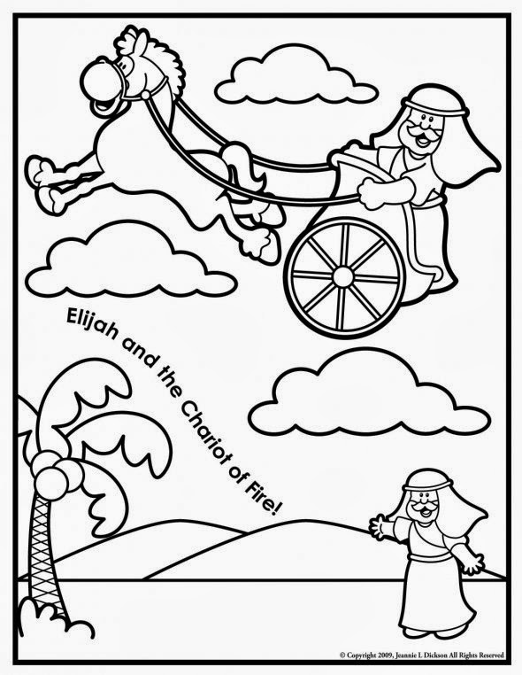 Creative sunday school crafts elijah and the chariot of fire coloring page