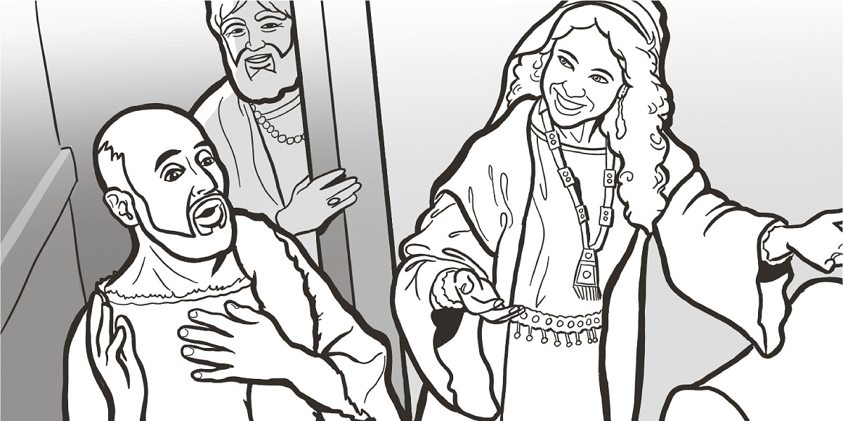 Una mujer muestra bondad a eliseo actividades ilustradas para la familia