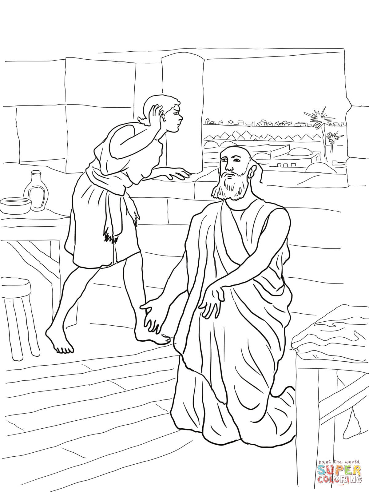 Dibujo de eliseo y su sirviente para colorear dibujos para colorear imprimir gratis